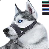 ILEPARK Soft Nylon Dog Muzzle Prevents Biting Barking Chewing Adjustable Loop (M, Black)