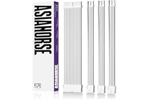 AsiaHorse 16AWG Prolunga Cavo PSU, Alimentatore Cavi per GPU/CPU, Cavi Alimentatore Computer con Pettini, Cable Management PC 24 Pin/(6+2) Pin/(4+4) Pin, 30 cm Cavo Di Estensione, Bianco Puro