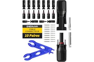 ENERNOVA Photovoltaique Câble Connecteur, 5/10/20/24/30 Paires, Connecteur PV, Connecteur Solaire Photovoltaïque, IP68 Étanche, Mâle + Femelle pour Panneaux Solaires Cable Accessoires (10 PCS)