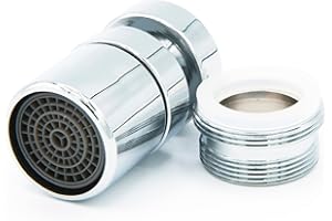 Typicshop Aireador de Grifo de Fregadero - Aireador Grifo Cocina, Baño, Lavadero - Inclinación Ajustable de 30°, Giro de 360°, Difusor Grifo Atomizador - Rosca Hembra H22 con Adaptador Macho M24