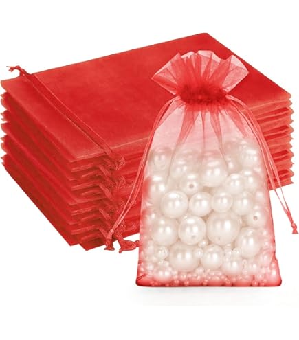 White Organza Gift Bags 5x7 Inch 100pcs Mesh Jewelry Pouches Drawstring - View #7
