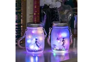 crayfomo 2 Pack Solar Fairy Lanterns Outdoor,Frosted Glass Mason Jar Lamp with 30 LEDs Waterproof Hanging Lamp Garden Decoration Accessories for Courtyard Lawn,Terrace,Indoor Decor