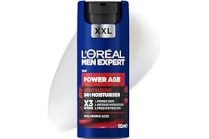 L’ORÉAL PARIS MEN EXPERT L'Oréal Men Expert XXL pielęgnacja twarzy przeciw zmarszczkom dla mężczyzn, krem nawilżający do matowej skóry, krem do twarzy dla mężczyzn z kwasem hialuronowym, Power Age, [Amazon Exclusive], 1 x 100