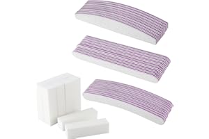 AYITOO Set di 40 Lime Per Unghie,100/180 Lima per Unghie a Doppia Faccia, Ladies Professionale per Arte Manicure, Colore: Grigio/Nucleo Viola,10 Curva+ 10 Diritta+ 10 Trapezoidale + 10 Buffer
