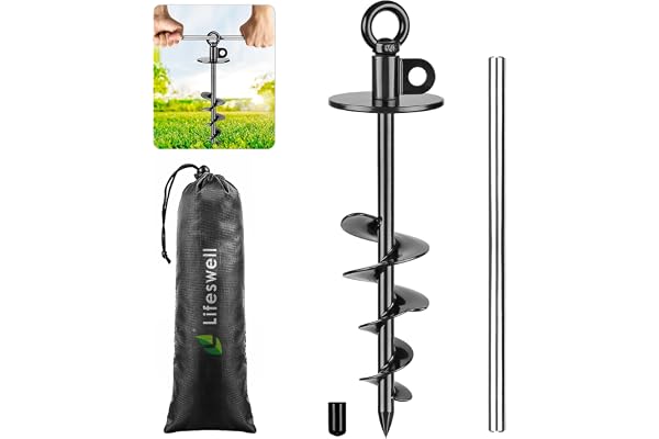 Piquet d'attache robuste pour chiens (100 kg), sans nœuds, facile à installer et à enlever, idéal pour la cour, le camping et la plage (noir)