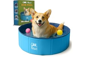 Cool Paws Paddling Pool – Foldable Dog & Kids Pool in Many Sizes (S–XL), Leakproof & Durable Hard Plastic Design, Pet Bath or Play Pool for Indoors, Outdoors, Garden, Patio – Blue - Packaging May Vary