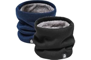 Rayson 2 Piezas Braga Cuello de Invierno Hombre Mujer, Bufanda Tubular de Lana y Punto, Calentador de Cuello con Forro de Felpa Grueso y Elástico