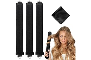 MPXEAVG 3 Pcs Heatless Hair Curlers, Rizos sin Calor, Rizos para el Cabello Durante la Noche, Rizadores Durante la Noche con Ganchos, ondas sin calor, para Cabello Largo y Corto (Negro)