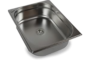 Edelstahl Spülbecken Camping Spüle Waschbecken + Ablauf 325x265x100mm Wohnmobil Reisemobil (ad-ideen)