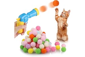 Zocipro 100 Stück Katzenspielzeug Ball Pistole,Interaktives Katzenspielzeug Mit Kunststoff Startwerkzeug,Interaktives Spielzeug für Katzen Indoor,Cat Toy Ball (30mm)