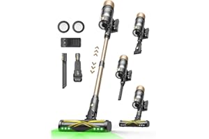 Ultenic U15 Cordless Vacuum Cleaner 50000Pa/65Min Runtime, Anti-tangle Brush with GreenEye Technology, Self Standing Stick Vacuum, Telescopic Tube, Ideal for All Floors, Carpet & Pet Hair