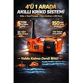 4&rsquo;&uuml; 1 Arada Elektrikli Kriko Seti 5 Ton 150 PSI Hava Pompası Bijon Anahtarı LED 12V