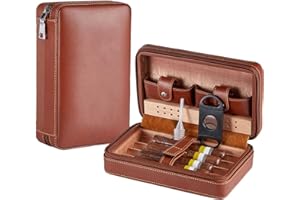 Zigarren-Reise-Humidor-Set Leder-Zigarrenzubehör mit Löwe - Tigerauge Zigarren-Reise-Humidor-Set Leder-Zigarrenzubehör mit