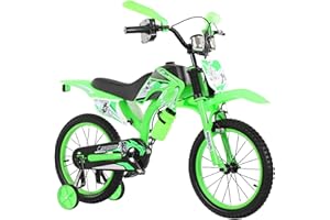 Touch of Venetian 12" / 16" Boys Motorcross Bike with Stabilisers Black Red Green Blue Moto Wheels Kids Bicycle for Ages 2-9 Years Old Motorcycle Sound Motorcross