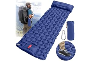 PRZRAO Materassino Autogonfiabile con Pompa a Pedale Materassino Campeggio Ultraleggero Materassino da Campeggio Lmpermeabile per Campeggio Escursionismo Backpacking Trekking(Blu)