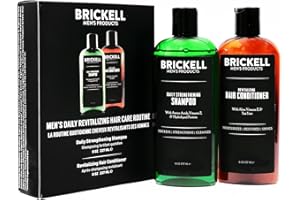BRICKELL MEN'S PRODUCTS Brickell Men’s Products – Rutina Revitalizadora de Cuidado Capilar – Champú con Aceites de Menta y Árbol de Té + Acondicionador Fuerza y Volumen - Natural y Orgánico
