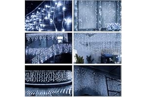 BLOOMWIN Guirnaldas Cortina de Luces 256 LED 6m*1m 6V Bajo Voltaje USB con Control Remoto 8 Modos Temporizador Ganchos Luces de Navidad Cadena para Navidad,Boda, Fiesta,Jardín,Ventana, Pared,Balcón