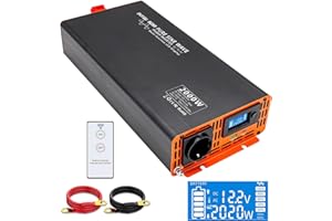 DATOUBOSS Inversor 12v a 220v 230V Onda Sinusoidal Pura 2000W Convertidor de Corriente Potencia Pico 4000W con Pantalla LCD, Transformador 12v 220v para el Hogar, RV, Camiones, Camping al Aire Libre