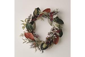 Lights4fun Corona Artificial con Follaje de Otoño y Navidad de 40 cm para Decoración de Mesa de Puerta de Entrada Decoración para Interior