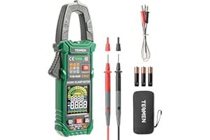 TESMEN TCM-300D Pince Ampèremétrique numérique 6000 Counts T-RMS Ampèremètre multimètre à plage automatique voltmètre avec courant et tension AC/DC NCV/fil actif résistance diode température - Vert