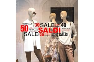 kina - UVSD0244 Vetrofania Trasparente Removibile Riposizionabile per Vetri Finestre Vetrine Negozi - Adesivi Saldi Estivi Invernali Sconti Occasioni - 1 Foglio 100x30 cm