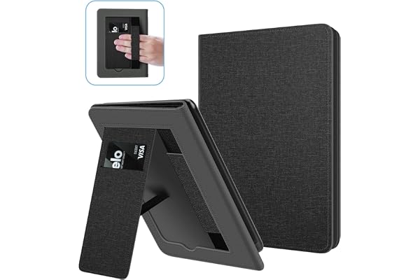 Ayotu Étui pour 6" Kindle 11e Génération 2024/2022 (Modèle: RS23CV/C2V2L3), avec Réveil/Veille Automatique, Housse de Support avec Dragonne et Fente pour Carte, Noir