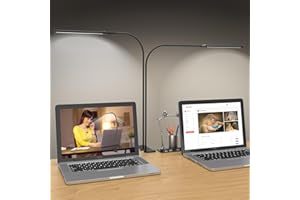 Mojimdo Lampa biurkowa 154 LED [Niezwykła moc oświetlenia] 70 cm lampa z zaciskiem, 3 kolory i 10 poziomów jasności elastyczna lampa do czytania 360° z ładowarką USB do domu/biura