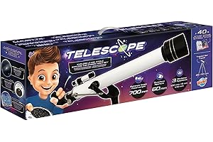 BUKI FRANCE Télescope 40 Activités - Télescope Enfant 60mm Métal avec 3 Oculaires Interchangeables - Trépied Aluminium Réglable - 40 Activités pour Découvrir Air, Planètes et Lune - Dès 8 Ans