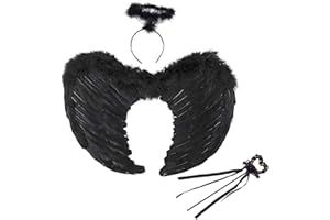 YeahBoom Alas de Ángel Disfraz,Plumas Ángel Alas,Alas Angel Grandes para Adultos,Alas de Angel Blancas,Alas Angel Niños,Alas y Halo de Ángel,Plumas para Cosplay/Carnaval/Navidad/Halloween Fiestas de