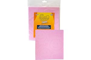 Scrub Daddy Damp Duster Towel, Multipurpose Dusters for Cleaning - Wooden & Venetian Blind Cleaner Tool, Wet Dust Sponge for Skirting Board, Radiator, Blinds & Mirrors, Home Cleaning Products, Pink