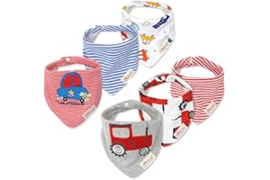 MINIZONE Śliniaki dla niemowląt - śliniaki dla chłopców i dziewcząt - super chłonne - czysta bawełna - bandana/śliniak z motywem kreskówkowym - zestaw prezentowy - wiek 0-3 lat - 6-pak