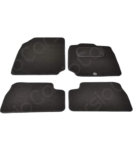 AUTO IN MOTION Carpet Floor Mats For Nissan Micra & NOTE - Black With White Trim - Front & Rear Set