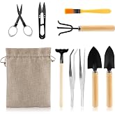 LIHAO 10 Pieces Mini Tools for Bonsai Gardening Tools Kits Planting Cactus Succulents Plants Pot