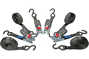 TENSYS - 4 Pack - 25mm wide Ratchet Lashing System - 5m