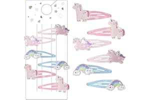 Canollo 6 Stück Haarspangen Mädchen, Einhorn Haarschmuck Geschenke Für Mädchen, Haarspangen Kinder Set, Haarschmuck Mädchenschmuck Mit Süßen Einhorn Und Regenbogen Motiven, Glänzend Haarspange (07)