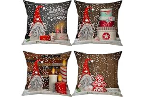 Zivisk Christmas Gonk poszewki na poduszki 45 x 45 cm, zestaw 4 szt., dekoracje świąteczne, szwedzki gnom, dekoracyjne poszewki na poduszki 45 x 45 cm, do domu, biura, na kanapę, do sypialni, samochodu, na zimę, wakacje, dekoracja prezent