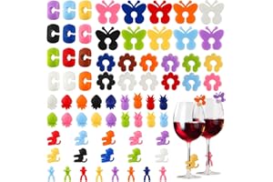 CRESZZLE 70 Stück bunte Glasmarkierer Silicon – Wiederverwendbare Glasmarker zur Glas Markierung Trinkgläser, kreative Weinglas Anhänger & Gläser Markierer zum stilvollen Gläser Markieren bei jeder Feier.