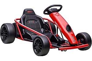 HOMCOM 24V Electric Go Kart for Kids, Ride-On Racing Go Kart with Drift Mode, Slow Start, Music, Horn Honking and Seat Belt, Max Speed 16km/h, for 8-12 Years Old, Red