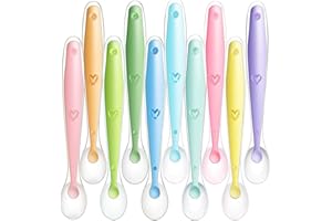 Xanewza 10 Pezzi Cucchiai Colorati di Silicone per Bambini, Cucchiaio Morbidi Silicone Bambini, Cucchiaini per Alimentazione per Bambini, Posate Bambini Svezzamento per Bambini e Neonato