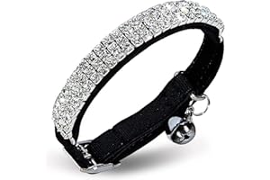 Chukchi, morbido collare per gatti regolabile in velluto, con strass bling e campanellini; 27,9 cm per cani di piccola taglia e gatti