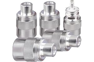 TUOLNK UHF PL259 Convertidor coaxial de soldadura de enchufe macho plateado para cable coaxial RG58 RG142 SO239 PL259 Conector adaptador coaxial macho compatible con CB Ham Radio 5Pack