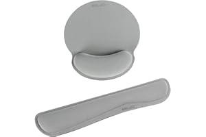 ELZO Podkładka pod nadgarstek do klawiatury z wygodną wyściółką z pianki z pamięcią kształtu, antypoślizgowa gumowa podstawa i ergonomiczna konstrukcja do komputera PC, laptopa Mac (szara, 1 x klawiatura i myszka)