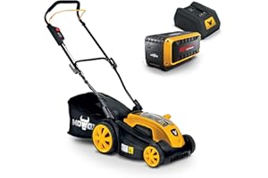 Mowox® EM 38 P-Li Lithium-Ion Akku-Rasenmäher mit 38 cm Schnittbreite, für Rasen bis 350 m², inkl. 40 V / 2,5 Ah starker Akku und Schnellladegerät (Ladedauer 35 min.), 5-fache Höhenverstellung