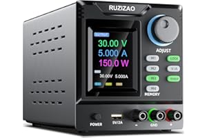 RUZIZAO Alimentation de Laboratoire Programmable 30V 5A Alimentation Stabilisée Réglable avec Mémoires/Interrupteur de Sortie/Encodeur Alimentation Laboratoire avec Logiciel et Bouton de Verrouillage
