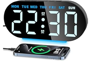 ‎AYYBBOO Ayybboo Digitaler Wecker mit Großer LED-Anzeige | Doppelwecker,Einstellbarer Helligkeit,Nachtlicht,USB oder Batteriebetrieb für Senioren Schlafzimmer