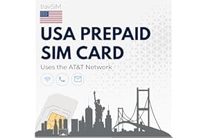 travSIM USA SIM Card | Uses the AT&T Network | 50GB mobile data at 4G/5G speeds | SIM card for USA has unlimited national calls & texts | USA SIM Card 30 days