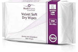 FARLA MEDICAL MediWipes Large Soft Dry Wipes, Pack of 100, Medical Velvet & Super Absorbent Wipes For Adults & Babies and Personal Care, Patient Care Homes Dry Wipes, Body Cleansing Wipes