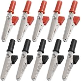 SODIAL (R) 10 x Crocodile Tweezers Test Probe Metal Plastic Handle 50 mm
