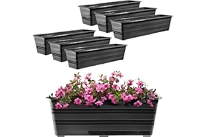 ‎KADAX KADAX Set 6x60 cm Blumenkasten Anthrazit, Balkontopf aus Kunststoff, Witterungsbeständiger Pflanz-Kasten, Blumentopf, Geländerkasten für Blumen