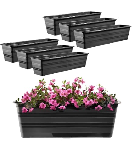Idea-station RIBA - Set di vasi da fiori 3 x 14 cm, antracite, infrangibili in plastica, per diverse piante e fiori, interne ed esterne